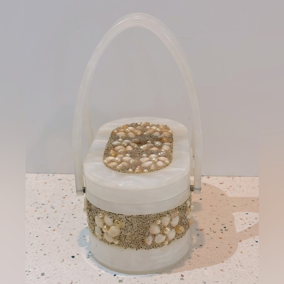 Vintage 1950’s Wilardy Marble Lucite Seashell Clutch Purse - Picture 5 of 9